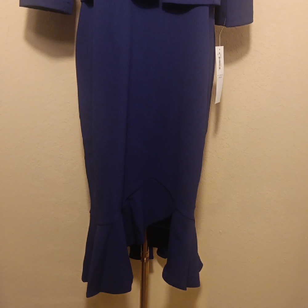 NWT! London Times Navy Polished Hem Sheath Dress with Jacket - Picture 4 of 12